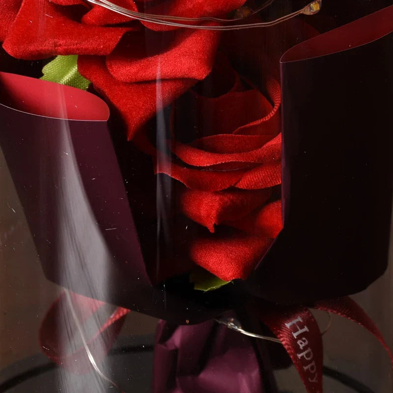 Bouquet Rose Éternelle - Décoration Cloche Acrylique