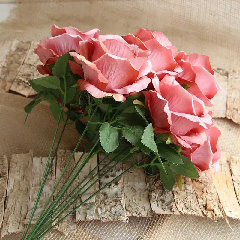 Bouquet de 10 Roses Artificielles - Décoration Murale Naturelle