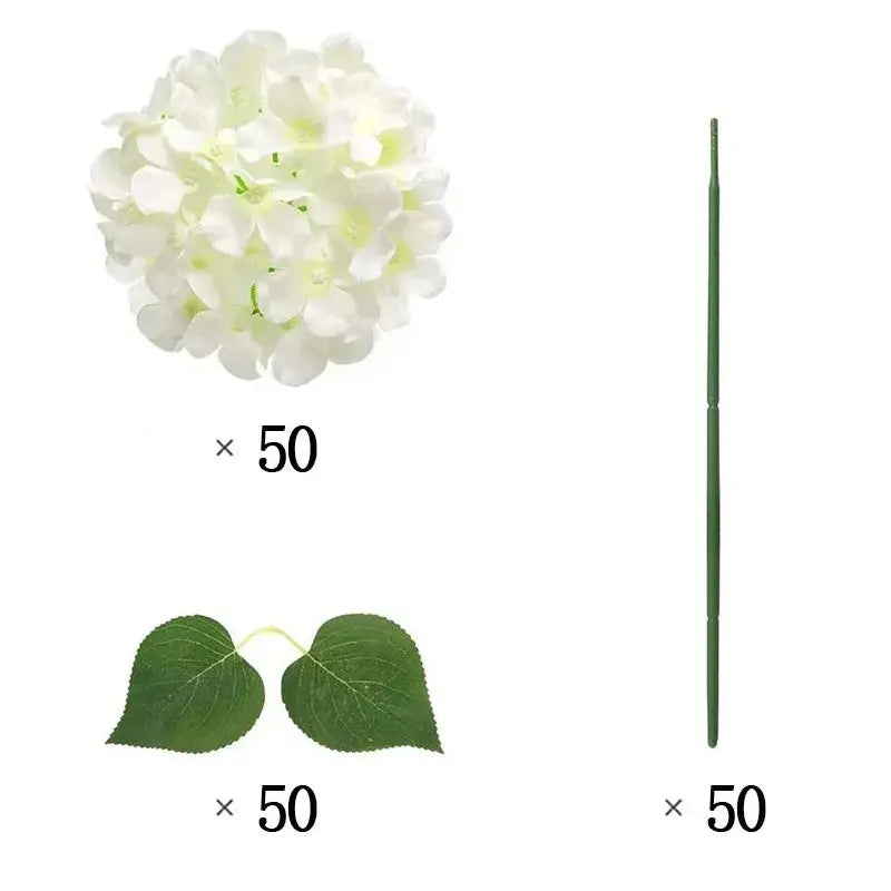 50 Hortensias Blancs pour Décoration de Mariage