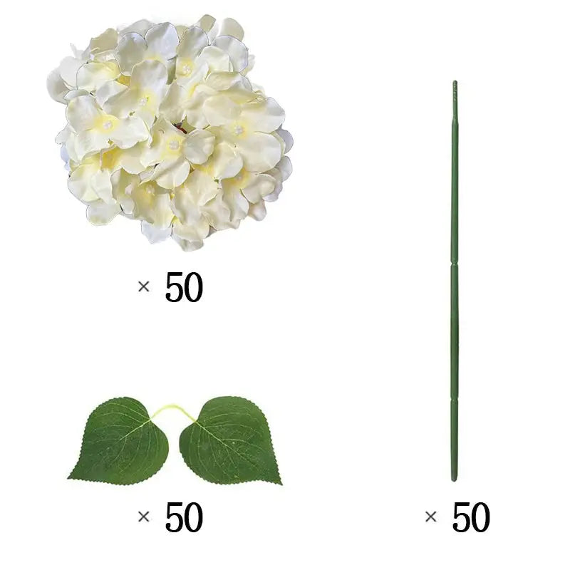 50 Hortensias Blancs pour Décoration de Mariage