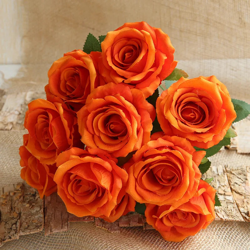 Bouquet de 10 Roses Artificielles - Décoration Murale Naturelle