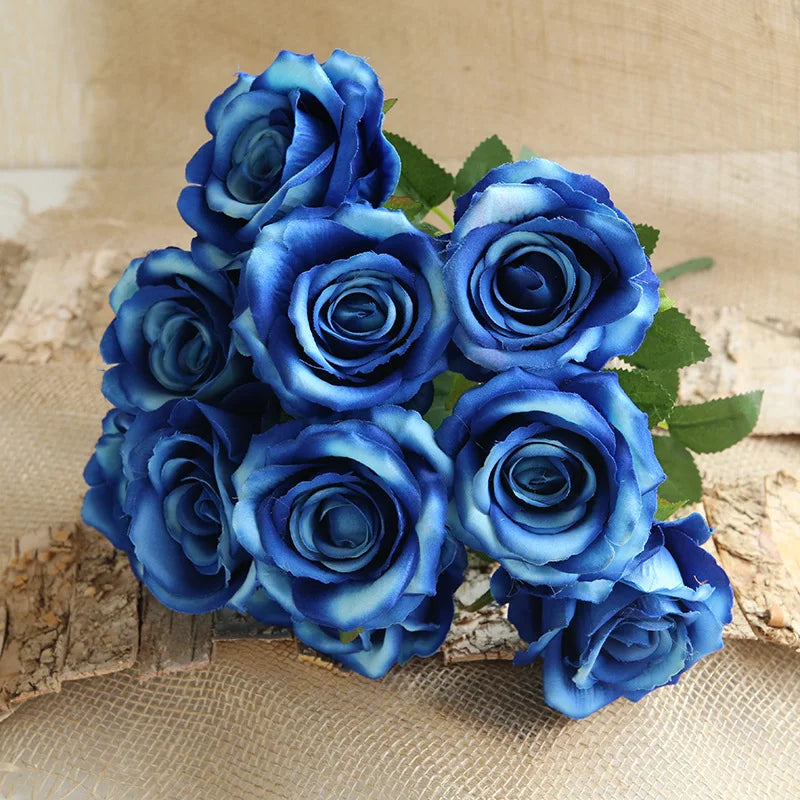 Bouquet de 10 Roses Artificielles - Décoration Murale Naturelle