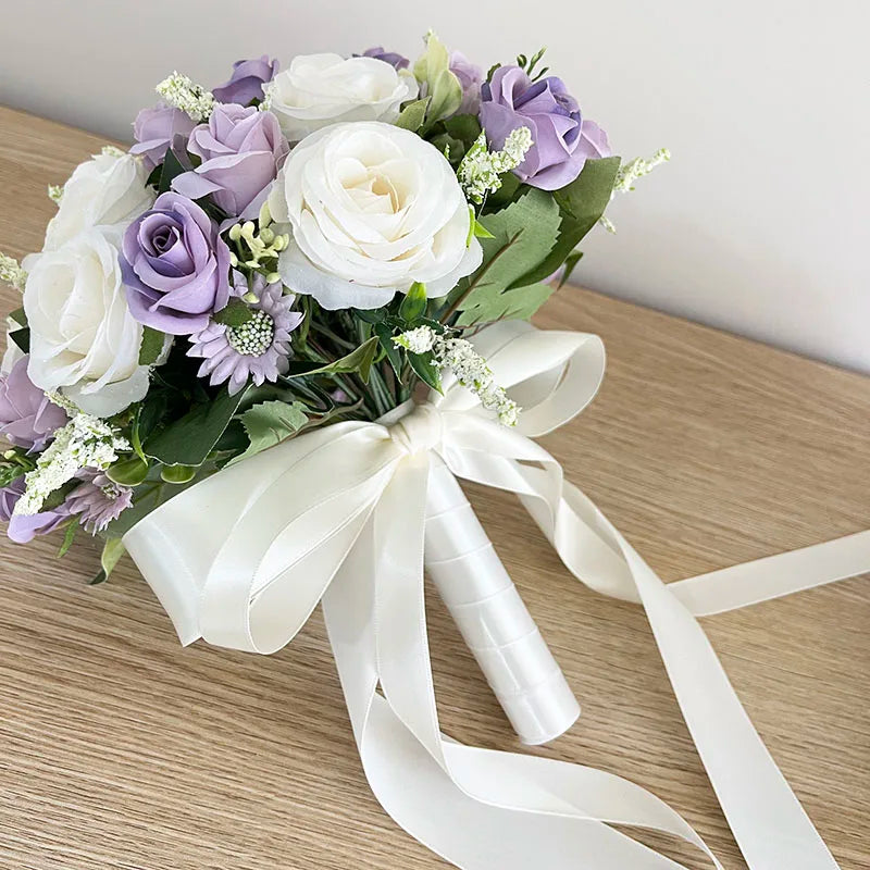 Bouquet Mariage Blanc et Violet - Fleurs Élégantes