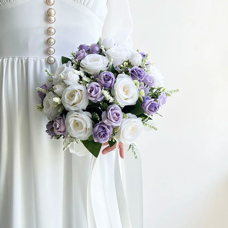 Bouquet Mariage Blanc et Violet - Fleurs Élégantes
