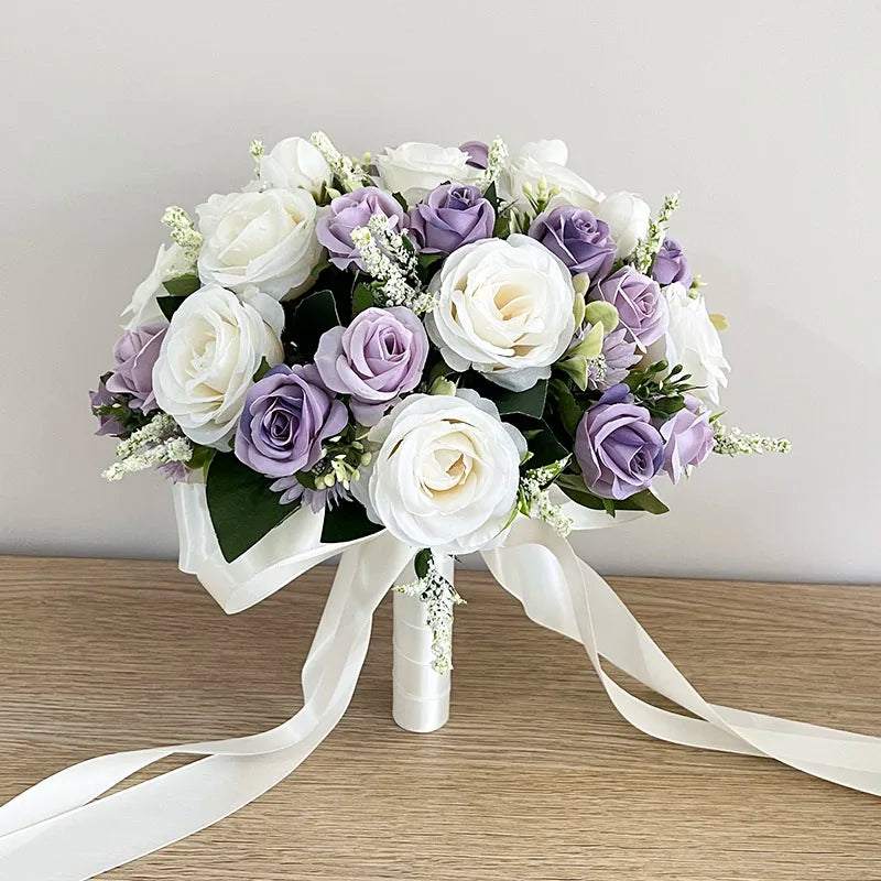 Bouquet Mariage Blanc et Violet - Fleurs Élégantes