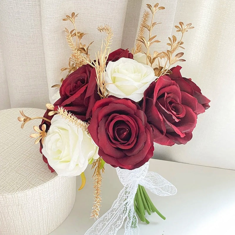 Bouquet de Roses Mariée en Soie