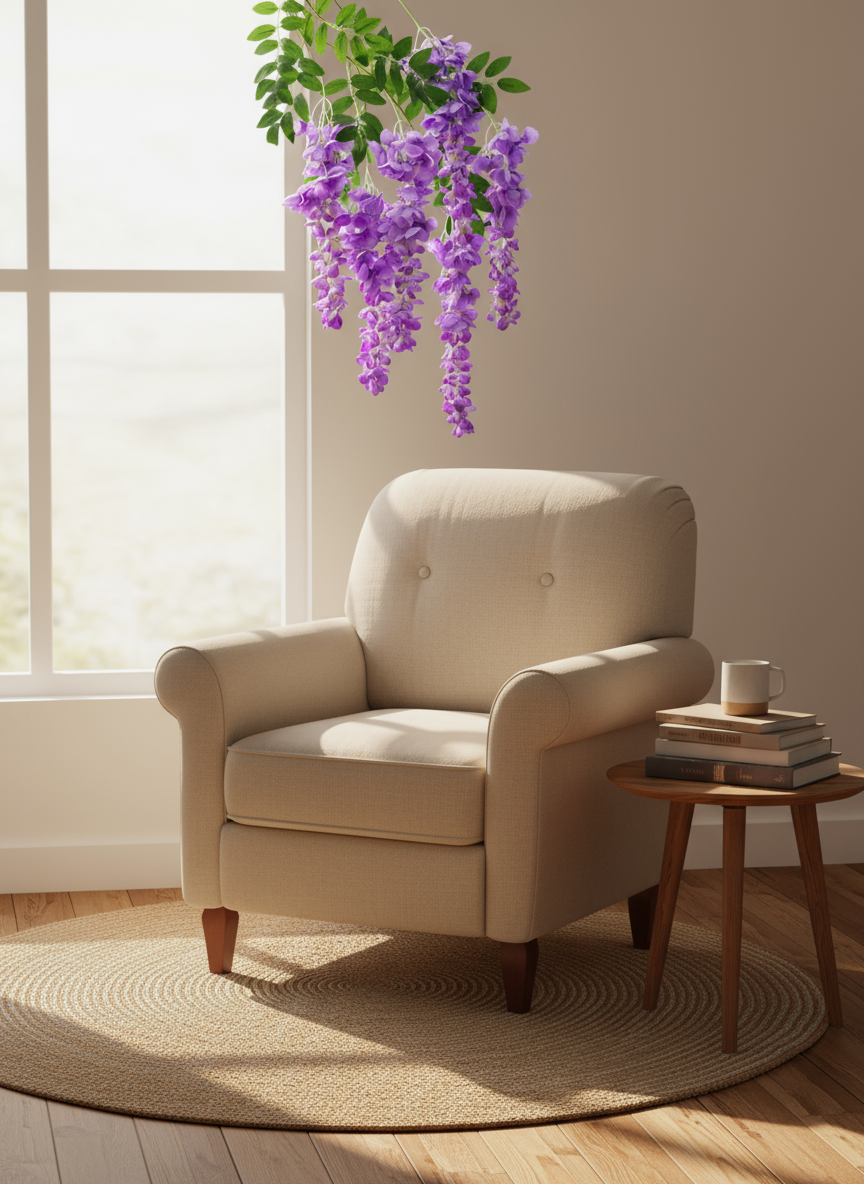 Branche de Glycines Artificielle Décorative Tombante 96cm
