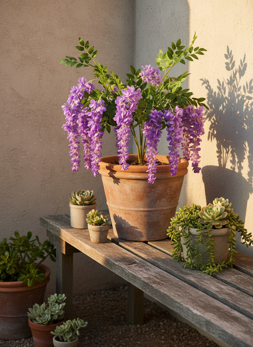 Branche de Glycines Artificielle Décorative Tombante 96cm
