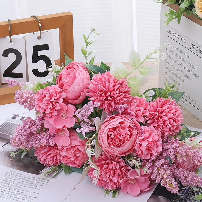 Bouquet de Fleurs Artificielles Premium - Composition variée