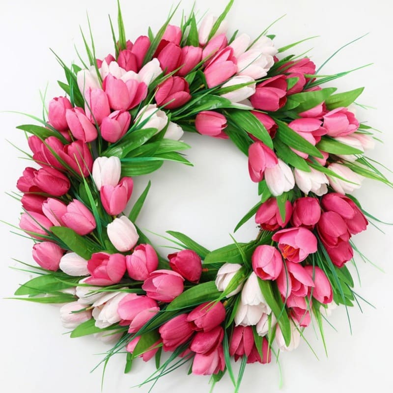 Couronne de Tulipes Décorative en Soie