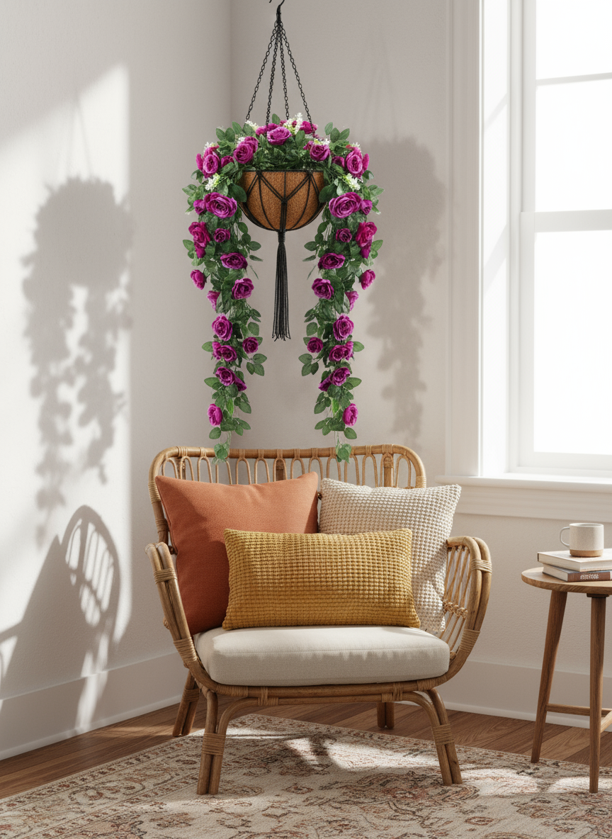 Fleurs Artificielles Tombantes Murales 90cm
