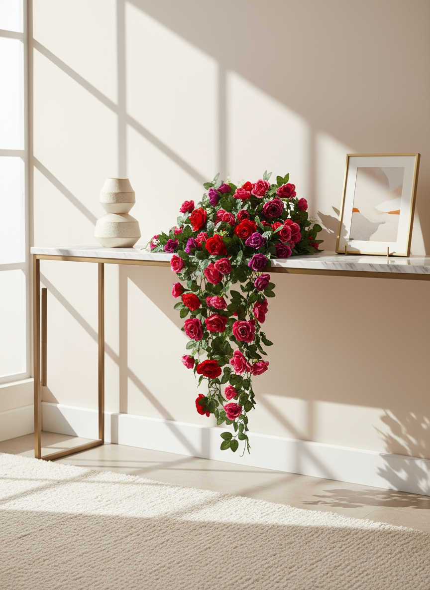 Fleurs Artificielles Tombantes Murales 90cm
