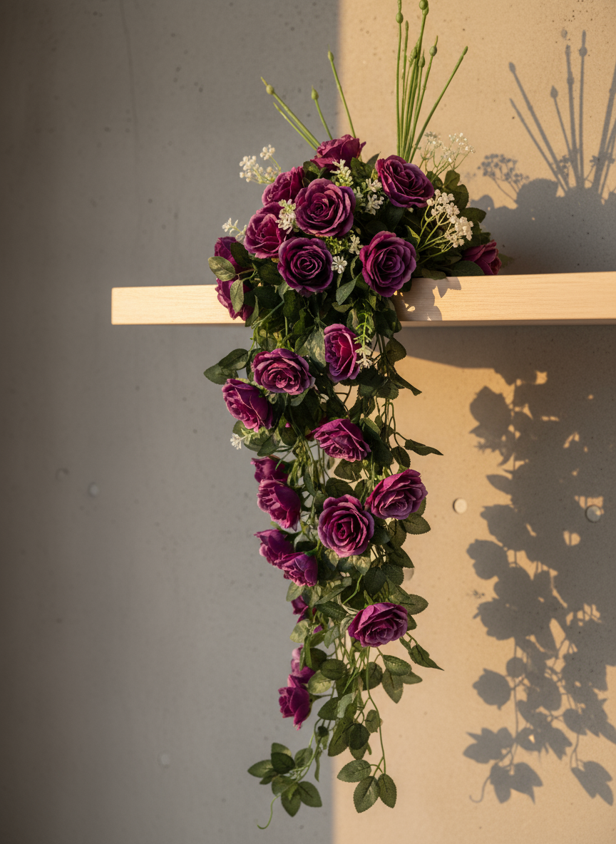 Fleurs Artificielles Tombantes Murales 90cm