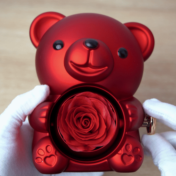Ours Rose Éternelle avec Collier Personnalisé