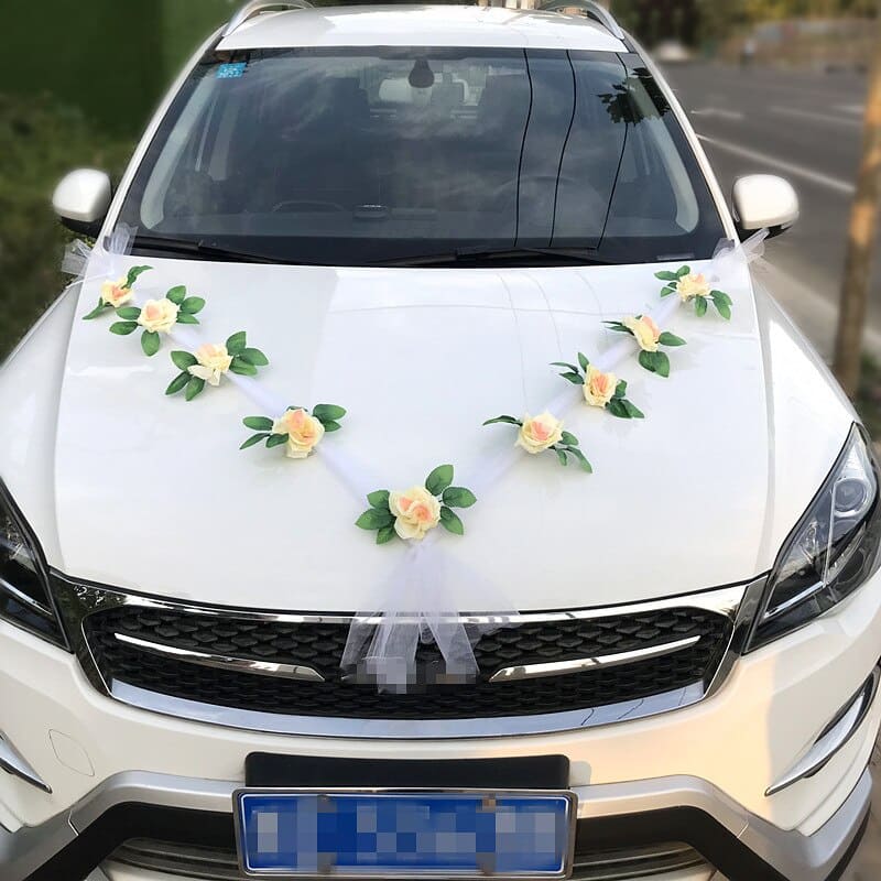 Fleur Rose Voiture Décoration Mariage