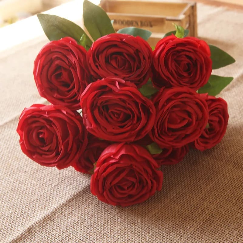 Roses en Soie Rouge