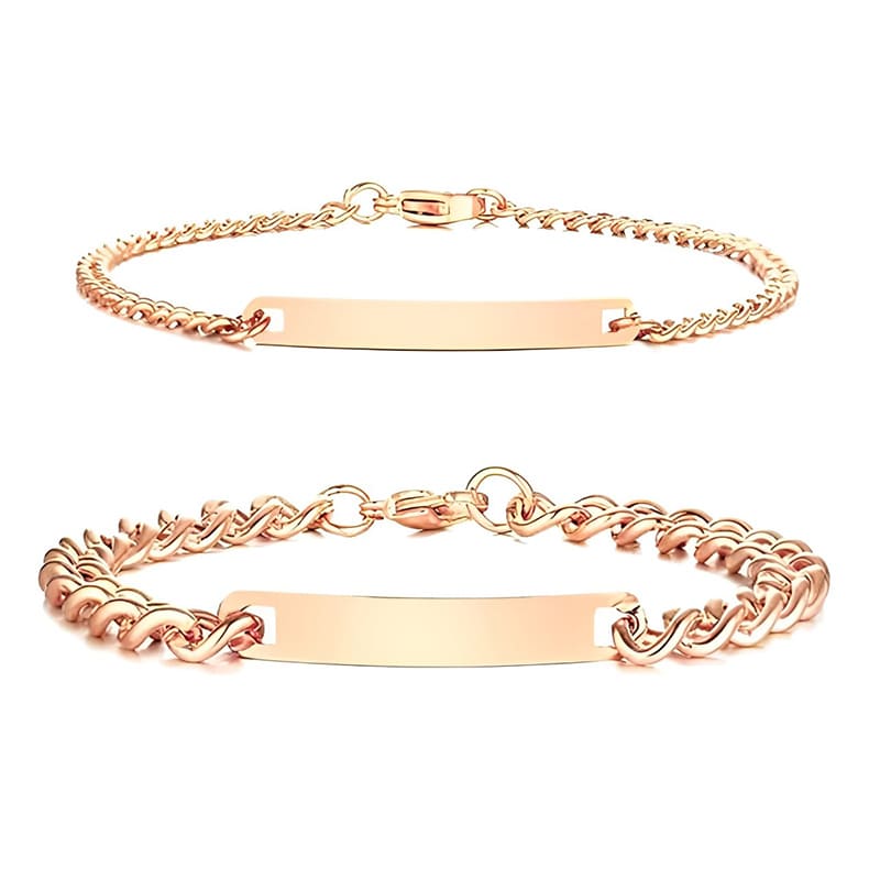 Bracelets Personnalisés pour Couple en Coffret, Rose Éternelle