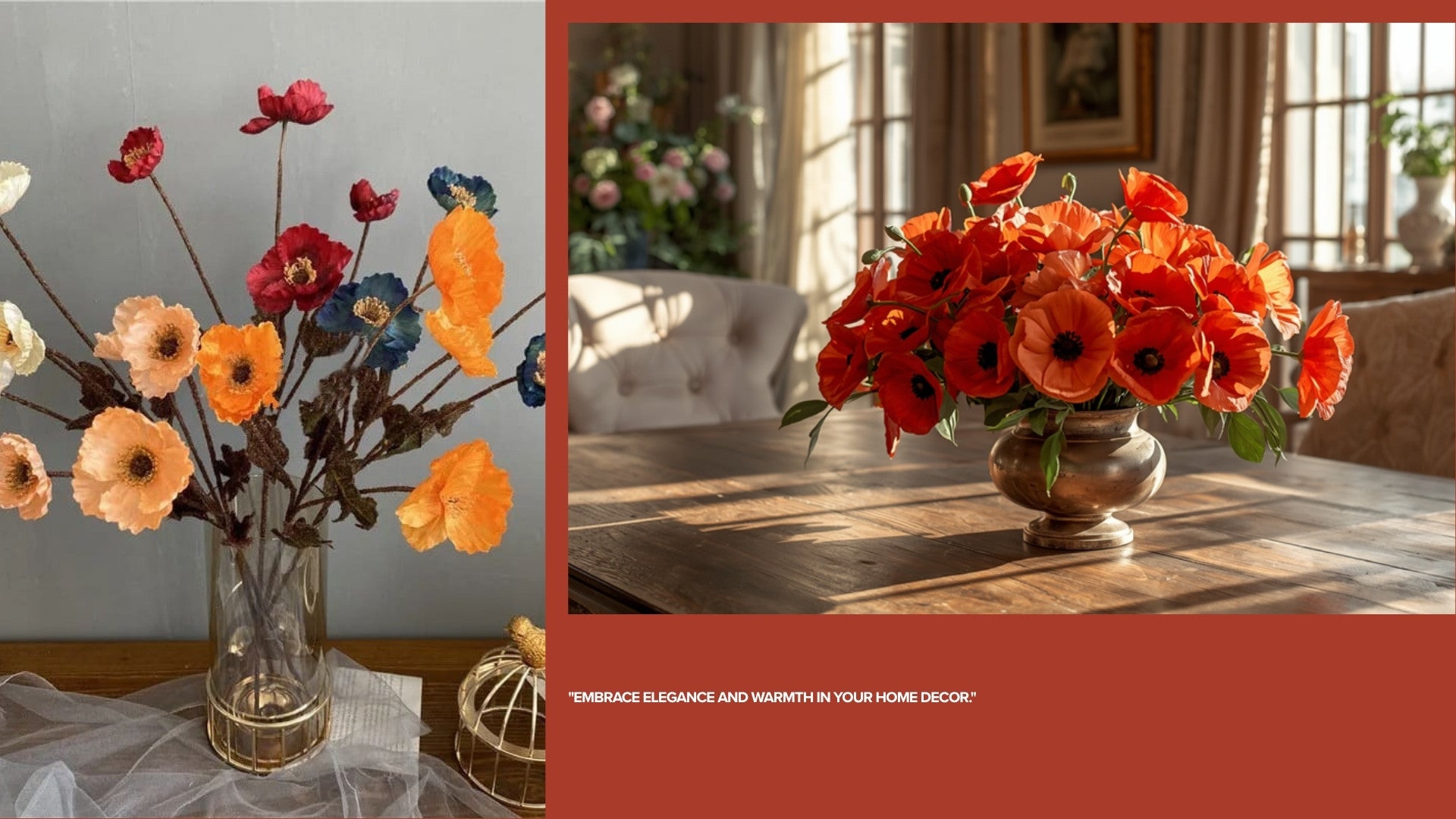 Coquelicot Artificiel Vintage décoration après